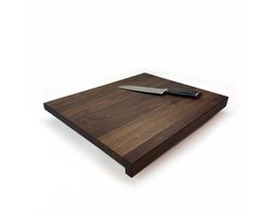 Blocks & Boards Aanrechtplank – Snijplank met antisliprand - Handgemaakt in Nederland van 100% massief notenhout- Afm. 49x40cm 25mm dik