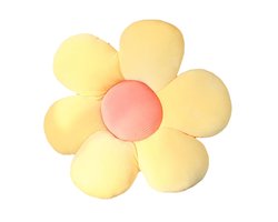 Bloem kussen Geel - Sierkussen - Aesthetic room decor - Bloemvormig Zitkussen - Elastisch Fluweel - 40x40 cm - 1 Stuk