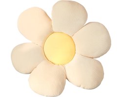 Bloem kussen Wit/Geel - Sierkussen - Aesthetic room decor - Bloemvormig kussen - 50 x 50 cm