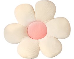 Bloem kussen Wit/Roze - Sierkussen - Aesthetic room decor - Bloemvormig kussen - 50 x 50 cm