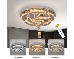 Bloem Plafondlamp - Dimbaar Met Afstandsbediening - Plafoniere - Chroom - Moderne LED Lamp - Kroonluchter - Keuken Lamp - Woonkamerlamp - Plafonniere