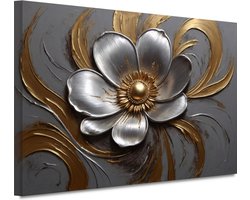 Bloem portret - Natuur portret - Muurdecoratie Bladeren - Woonkamer decoratie industrieel - Canvas schilderij woonkamer - Muurdecoratie slaapkamer 150x100 cm