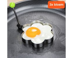 Bloem vorm – 3 stuks – pannenkoeken vorm – Ei frame – ei bloem – Pancake – Bak ring – Egg bakvorm - Omelettes - RVS