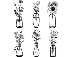 Bloem wanddecoratie metaal zwart, minimalistische wandsculpturen, vaas kunst aan de muur, tulp draadijzer decor, metalen hangende kunstwerken voor keuken, balkon, eetkamer