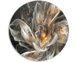Bloem wanddecoratie rond - Natuur wandbord - Wandcirkels Vuur - Wanddecoratie landelijk - Schilderij forex - Kunst muurcirkel forex 100x100 cm