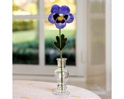 Bloem Wolvilt - Viooltje Lila - Handmade-Fairtrade - Homedeco - 30cm