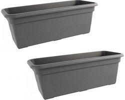 Bloembak | Balkonbak | 80x16,9x13,8cm ANTRACIET ( Set van 2 stuks )