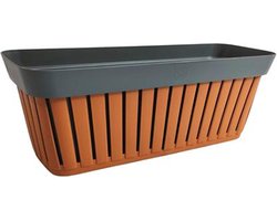 Bloembak 'Kreta' 40 - Bruin / Antraciet - Buiten - Rechthoekig