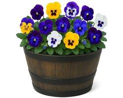 Bloembak Kunststof houtnerf / Donker "taps model" D50xH32