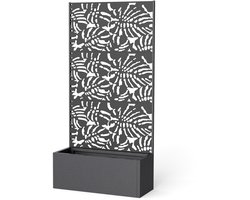 Bloembak met klimrek - met privacyscherm - voor klimplanten - metaal - 90 x 35 x 180 cm - zwart