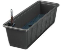 Bloembak met reservoir - Balkonbak plantenbak - Planten verzorgen - Automatisch water geven - 80 cm lang - Bruin