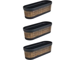 Bloembak set van 3 houtlook duurzaam en robuust ideaal voor balkon en vensterbank