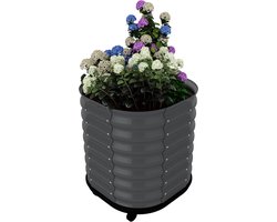 Bloembak - Verhoogde bloembak van gegalvaniseerd staal - Verplaatsbare bloembak met zelfbewateringssysteem - 70 x 60 x 60 cm - Zwart