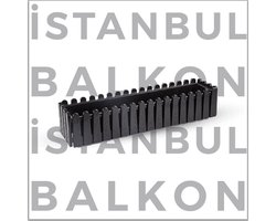 Bloembak - zwart - Istanbul - 14L voor vensterbank - balkon 80x20 - waterdrainage - Bloempot - Kruidenbak - Rechthoekige Plantenbak