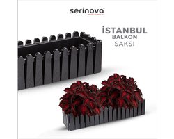 Bloembak zwart Istanbul 9L voor vensterbank balkon 55x20 met waterdrainage