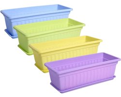 Bloembakken Plastic - Groentebakken Vensterbank - Planten Decoratie - Uniek Bodem Design - 43 cm - Meerdere Kleuren