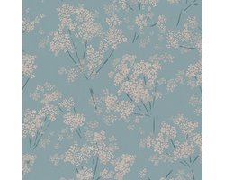 Bloemen behang Profhome 395485-GU vliesbehang gestructureerd met bloemmotief en metalen accenten blauw beige turkooisblauw 5,33 m2