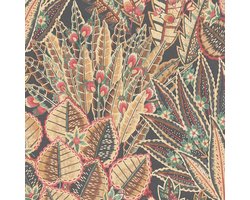 Bloemen behang Profhome 396531-GU vliesbehang hardvinyl warmdruk in reliëf licht gestructureerd met bloemmotief mat bruin rood zwart beige 5,33 m2