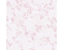 Bloemen behang Profhome 770791-GU vliesbehang glad met kinder patroon mat roze crèmewit lichtroze 5,33 m2