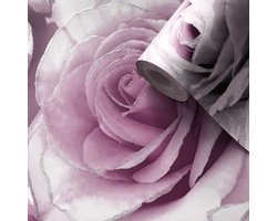 Bloemen Behang Rozen met Glitter – Vliesbehang Roze en Lila – J28726