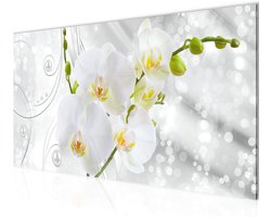 Bloemen Canvas - Wanddecoratie Muurkunst - Woonkamer Verfraaien - Klaar om op te hangen - 100x40 cm - Zilver Geel