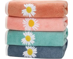 Bloemen Handdoeken - Keukendoeken Set - Keuken en Badkamer - Geborduurd Design - 4 Stuks - Multicolor