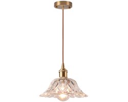 Bloemen Hanglamp Vintage Glas Kroonluchter E27 voor Slaapkamer Woonkamer Eetkamer Transparant