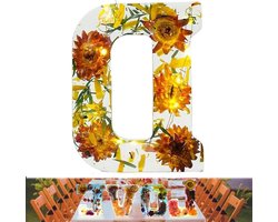 Bloemen Hars Nachtlampje - Letterlamp Hars - Decoratieve Verlichting - Gedroogde Bloemen - 9.5 x 2 x 12 cm - Multicolor