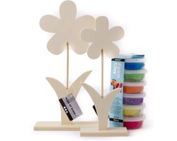 Bloemen hout knutselpakket decoratieve creatief foam clay klei decoratief zelf maken decoratie creatief tafeldecoratie