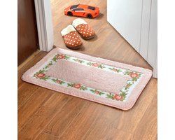 Bloemen Karpetten voor Woonkamer Slaapkamer, Zachte Badkamer Tapijten Comfortabele Mat Antislip Moderne Deurmat Vloermat voor Woonkamer Keuken Binneningang (Rechthoek, Roze)