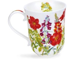 Bloemen Mok - Koffiebeker Thee - Genieten van Drankjes - Handgemaakt Engeland - 330 ml - Rood