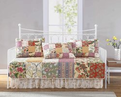 Bloemen Patchwork Quiltset - Vintage Dekbed - Slaapkamer Decoratie - Voorgewassen Katoen - Daybed Maat - Multicolor