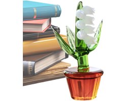 Bloemen sculptuur - Glaskunst beeldje - Bureau decoratie - Artistiek handwerk - 78x5 cm - Transparant