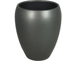 Bloemen vaas/vazen mat antraciet van keramiek D25 x H28 cmï¿½- Bloempot/plantenpot/bloemenvaas