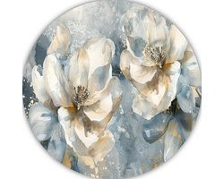 Bloemen wandschaal - Natuur rond schilderij - Muurcirkels Spatten - Muurdecoratie landelijk - Forex schilderij - Woonaccessoires muurcirkel forex 40x40 cm