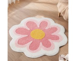 Bloemenbadmat 40 x 40 cm – Zachte, antislip badmat met hoog absorptievermogen en wasbare microvezel voor badkamer, keuken, toilet, kinderkamer, huisdieren (roze)