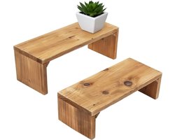 Bloemenbank Hout - Plantenstandaard Kruk - Decoratief Gebruik - Gerecycled Materiaal - 35/30 cm - Naturel