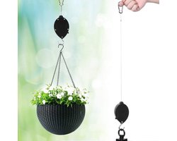 Bloemenhanger - riemschijf - verstelbare plantenophanging - verstelbare plantenhouder met karabijnhaak - naar beneden trekken voor planten - binnenplaats - bloemenhaken - decoratieve tuinaccessoires - hangende plantenbakken