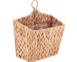 Bloemenhanger voor de muur, wandlamp, gevlochten van waterhyacint - bloempot met wandhouder - hangpot natuur