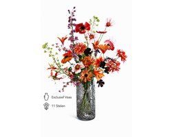 Bloemenjunkie - Kunstbloemen - Zijden Bloemen Boeket - Nepbloemen - Kunstboeket - 75cm Hoog - Luxe & Onderhoudsvrij - Herfst - Dahlia-
