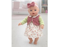 Bloemenjurk met Zacht Wollen Vest “geschikt voor Baby Born”– Kleertjes voor Baby Born & Babypoppen (36–43 cm)