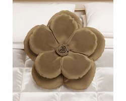 Bloemenkussen Fluweel - Sierkussen Bloemvorm - Woonkamer Decoratie - Handgemaakt Vakmanschap - 50 cm Diameter - Taupe