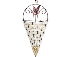 Bloemenmand Mand - Wanddecoratie Pot - Planten Presenteren - Handgemaakt Natuurlijk Materiaal - 14x30 cm - Wit