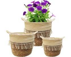 Bloemenmanden voor Planten - Decoratief en Functioneel - 3 Stuks - Zeegras