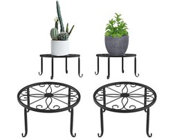 Bloemenplantenstandaard 2 stuks - Retro design bloemenstandaard met spiraalvormig ijzer - Bloemenpothouder voor binnen en buiten - Zwart - Decoratief en stevig metalen bloempot statief
