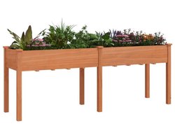 Bloemenrek – Plantenrek – Bloembak – Plantenstandaard – Bloemenhouder – Massief Vurenhout – Bruine Bekleding – Groot Formaat 203x53x76 cm – Lichtgewicht en Duurzaam