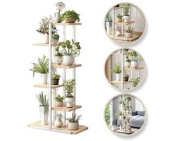 Bloemenstandaard - Bloembed - boekenkast - Plantenrek met 6 Planken - Wit