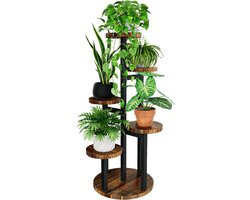 Bloemenstandaard, hout, plantenstandaard, plantenrek, bloementrap, outdoor, weerbestendig, 5 etages, bruin, balkon, decoratie, orchideeënaarde