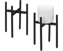 bloemenstandaard metaal - set van 2 - verstelbare breedte - 26-37 cm - binnen - zwart