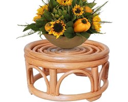 Bloemenstandaard - Plantenrek - Decoratief Presenteren - Duurzaam Rotan Materiaal - 28 x 28 x 13 cm - Natuurlijk